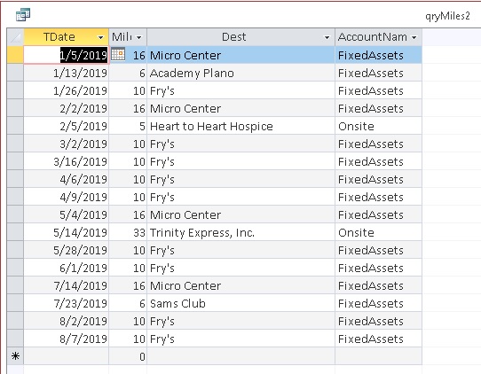 Calc mileage deduction from invoices and purchases
