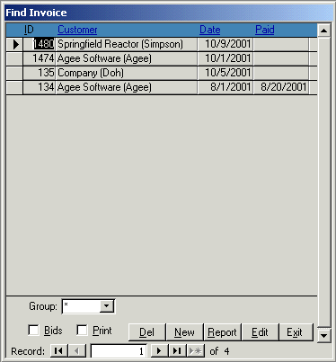 Microsoft AccessFind Invoice Form for lawn landscape pest sales