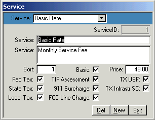 Microsoft Access service form for phone service sales in Dallas Collin TX