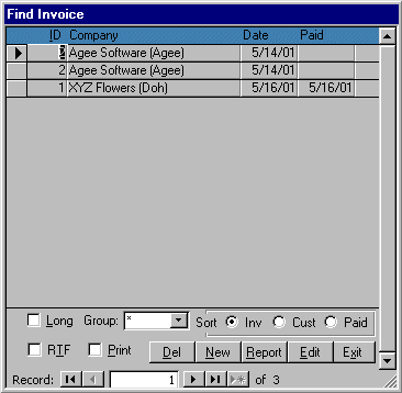 Microsoft AccessFind Invoice Form for lawn landscape pest sales
