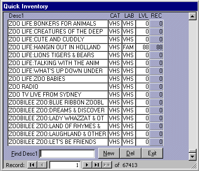 MS Access point of sale POS video movie Quick Inventory Form