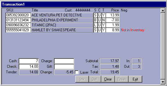 Microsoft Access point of sale POS transaction form