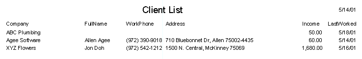 Access 97 Client List for lawn landscape pest sales in Dallas Collin TX