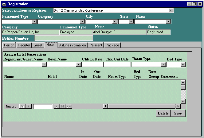 Access 97 Hotel Reservation Form