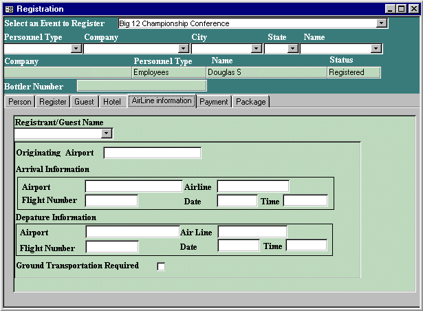 MS Access Airline Reservation Form