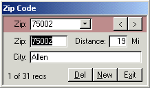 Zip code form