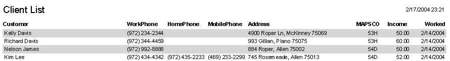 Client list for lawn services