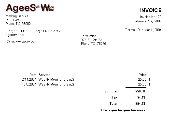 invoice template wordpad