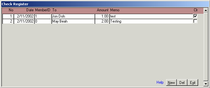 Microsoft Access check register for MLM business in Dallas Collin TX