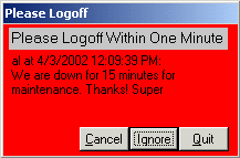 Microsoft Access message to users forced out of application in Dallas Collin TX